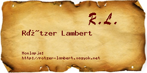 Rötzer Lambert névjegykártya